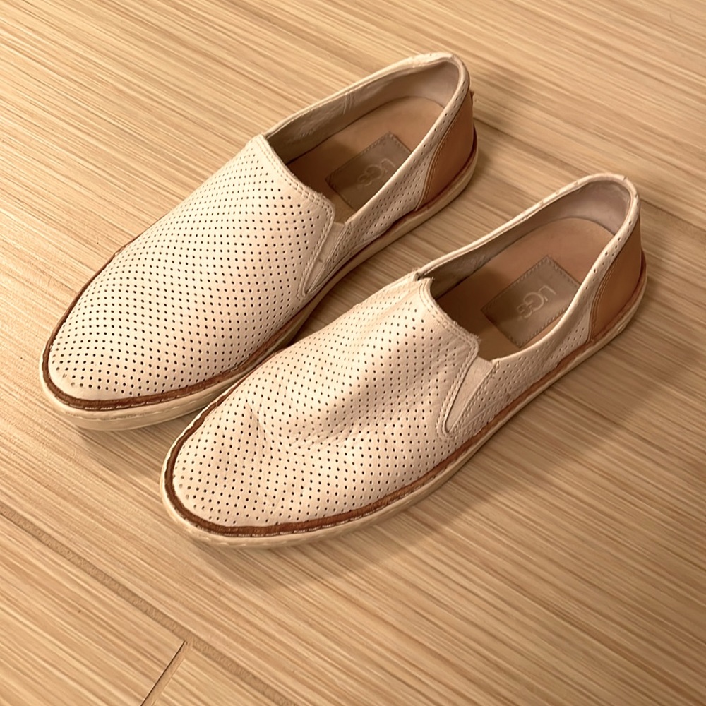 Ugg leather perf slip on sneakers. Size 6.5.
